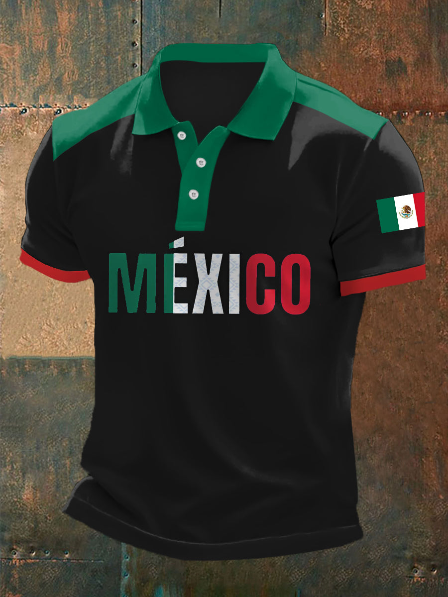 Top Casual con Estampado de Bandera Mexicana para Hombre