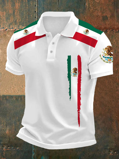 Top Casual con Estampado de Bandera Mexicana para Hombre