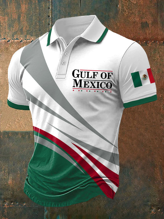 Top informal con estampado de bandera mexicana del Golfo de México para hombre