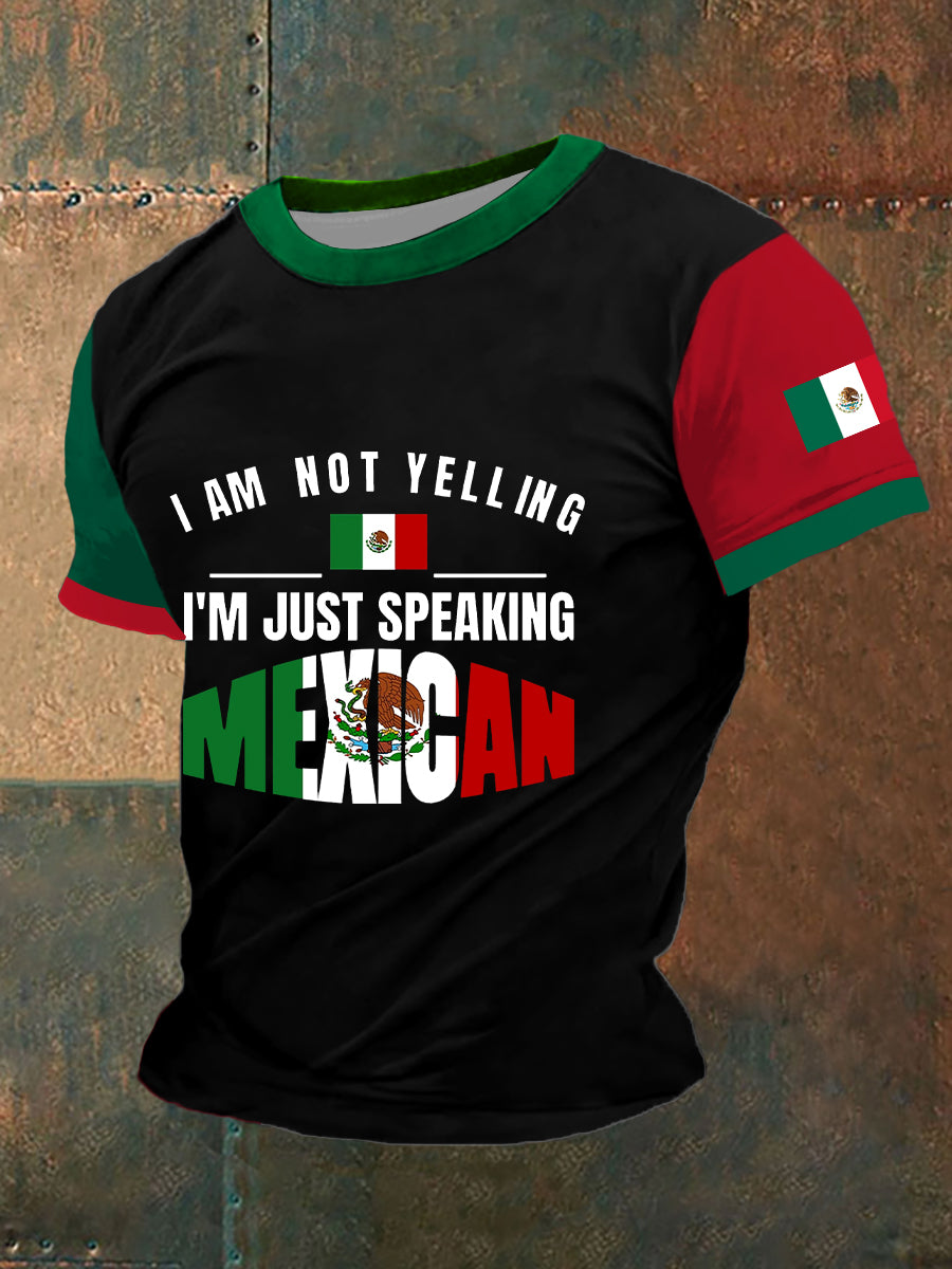 Hombres no estoy gritando soy mexicano bandera mexicana de manga corta camiseta