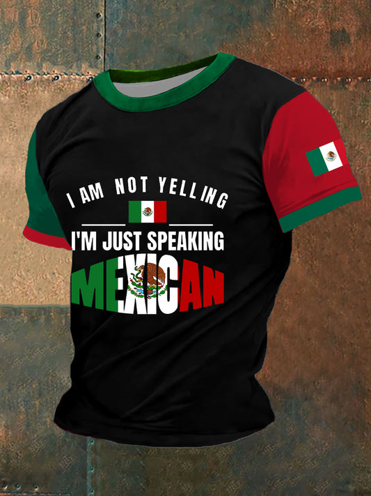 Hombres no estoy gritando soy mexicano bandera mexicana de manga corta camiseta
