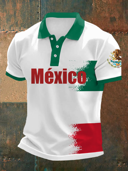 Top Casual con Estampado de Bandera Mexicana para Hombre