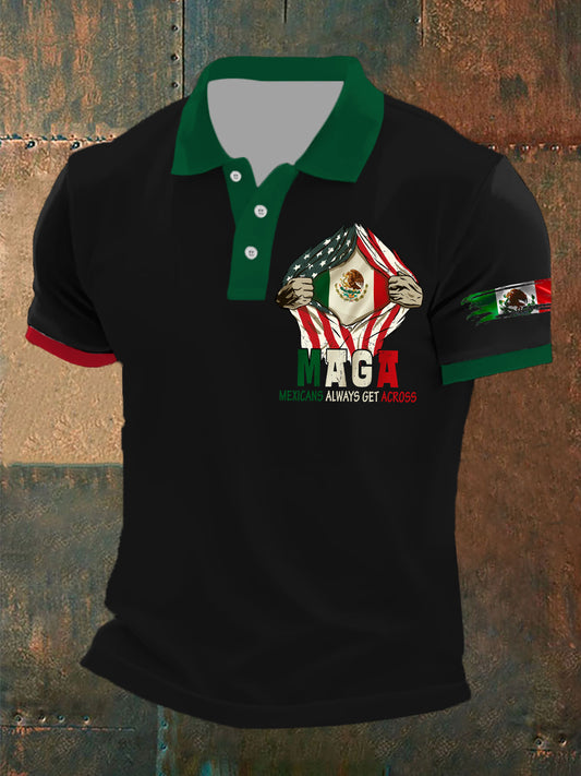 Top de manga corta con bandera mexicana para hombre