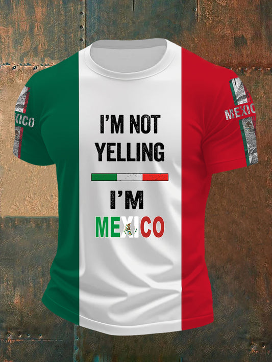 Hombres no estoy gritando soy mexicano bandera mexicana de manga corta camiseta