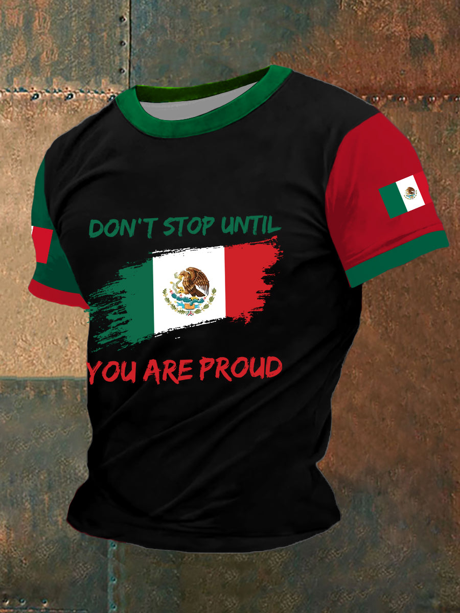 Camiseta de manga corta con bandera mexicana para hombre
