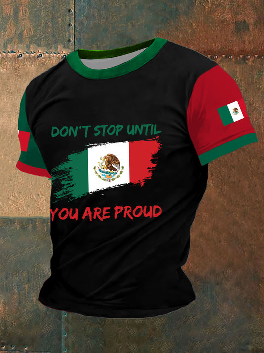 Camiseta de manga corta con bandera mexicana para hombre