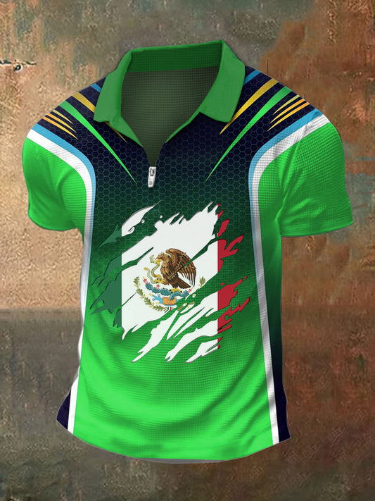 Camiseta de manga corta con estampado mexicano para hombre