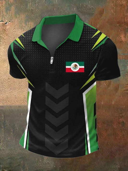 Camiseta de manga corta con estampado mexicano para hombre