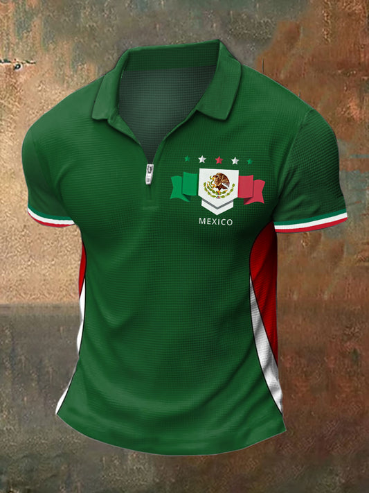 Camiseta de manga corta con estampado mexicano para hombre