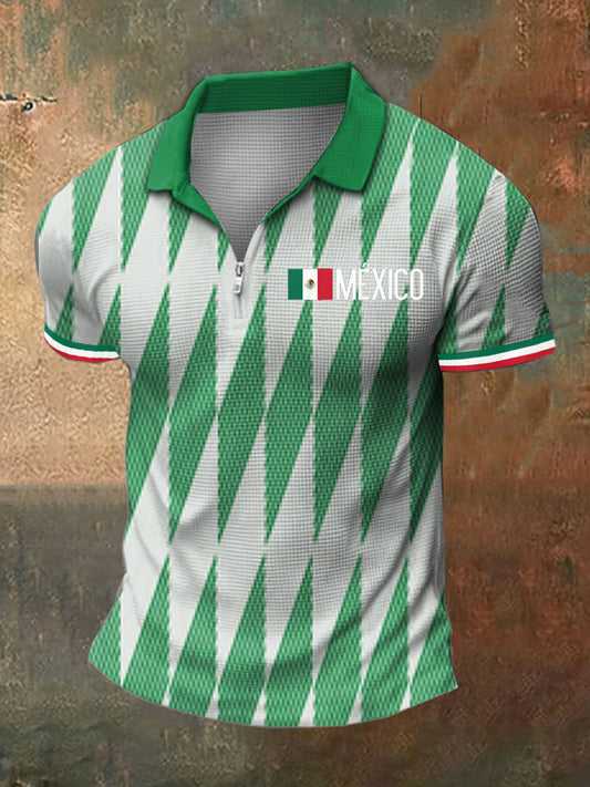 Camiseta de manga corta con estampado mexicano para hombre