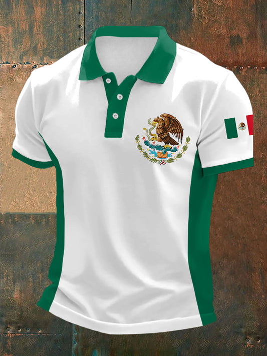 Top casual con estampado de bandera de México para hombre