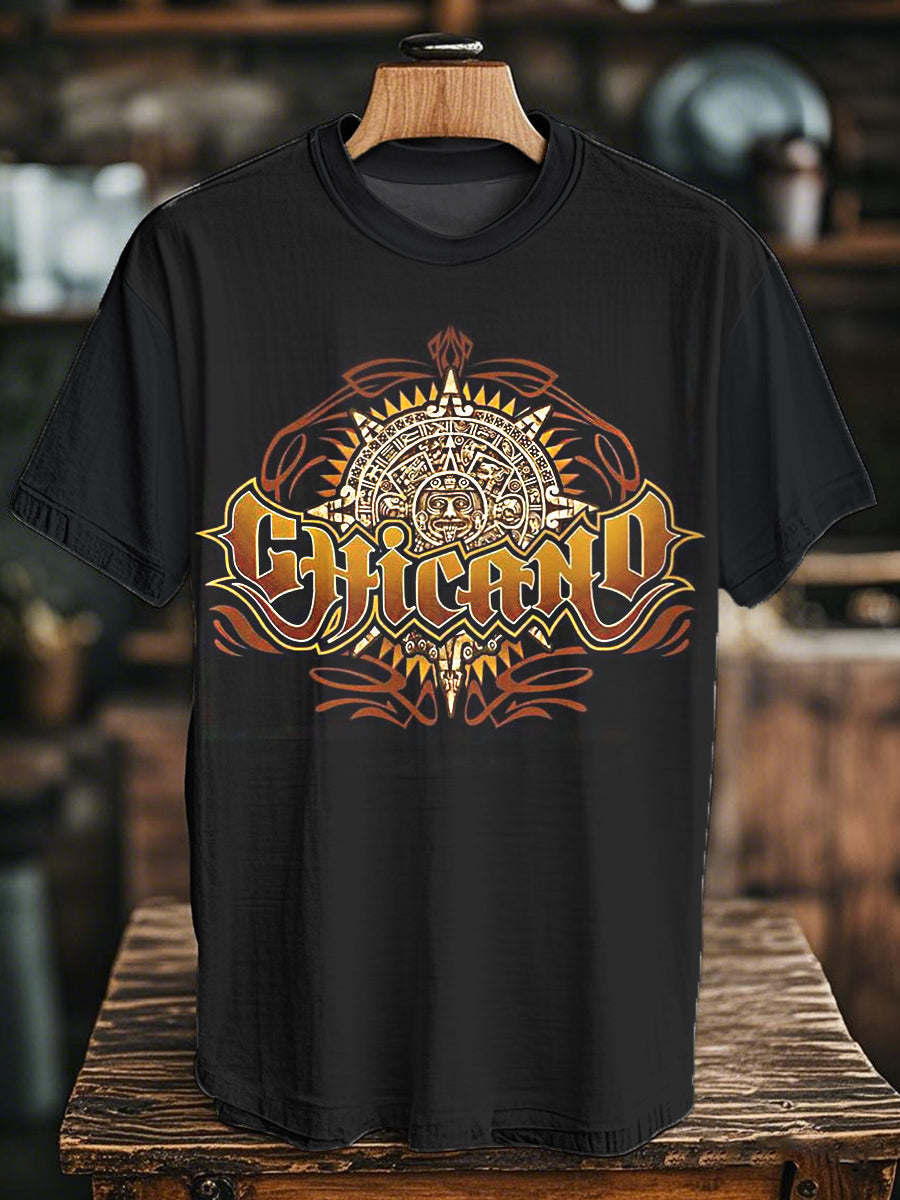 Mexican Aztec Feathered Snake Culture Printed Casual Top para hombre