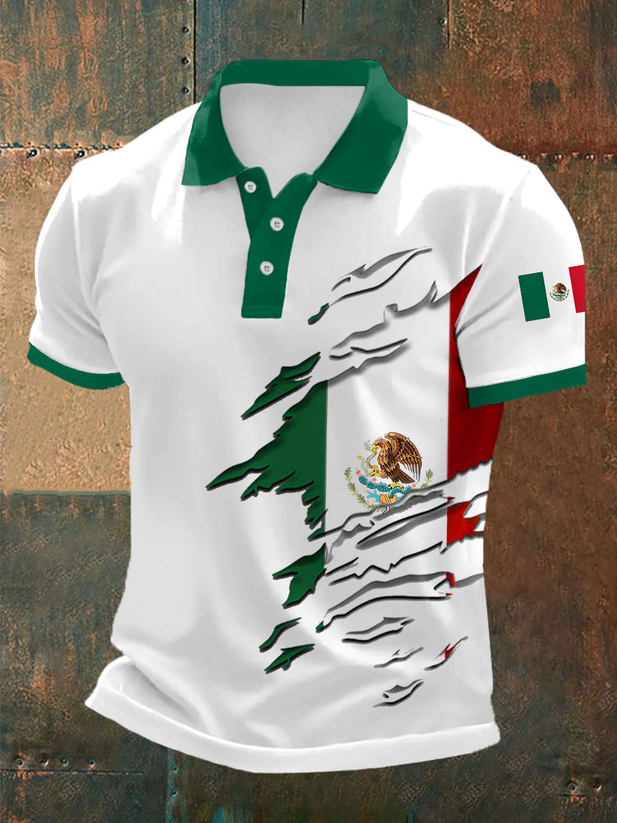 Top Casual con Estampado de Bandera Mexicana para Hombre