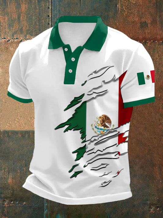 Top Casual con Estampado de Bandera Mexicana para Hombre