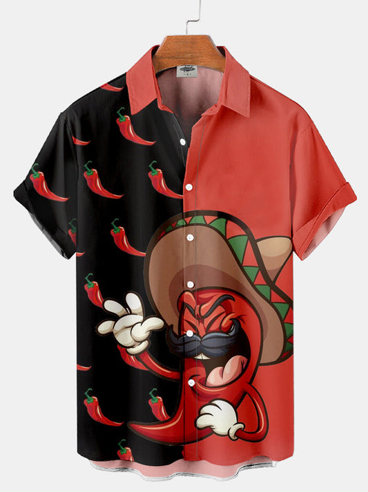 Camisa casual con estampado jalapeño para hombre