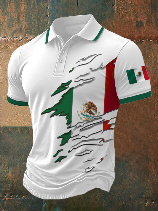 Top Casual con Estampado de Bandera Mexicana para Hombre