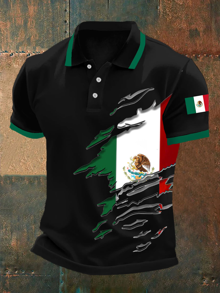 Top Casual con Estampado de Bandera Mexicana para Hombre