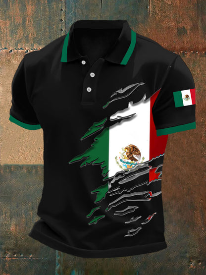 Top Casual con Estampado de Bandera Mexicana para Hombre
