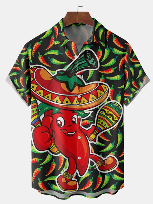 Camisa casual con estampado jalapeño para hombre