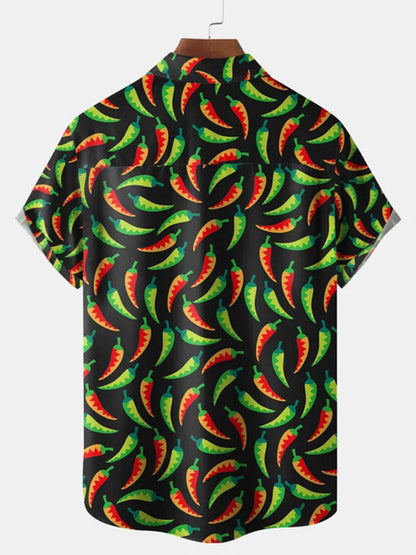 Camisa casual con estampado jalapeño para hombre