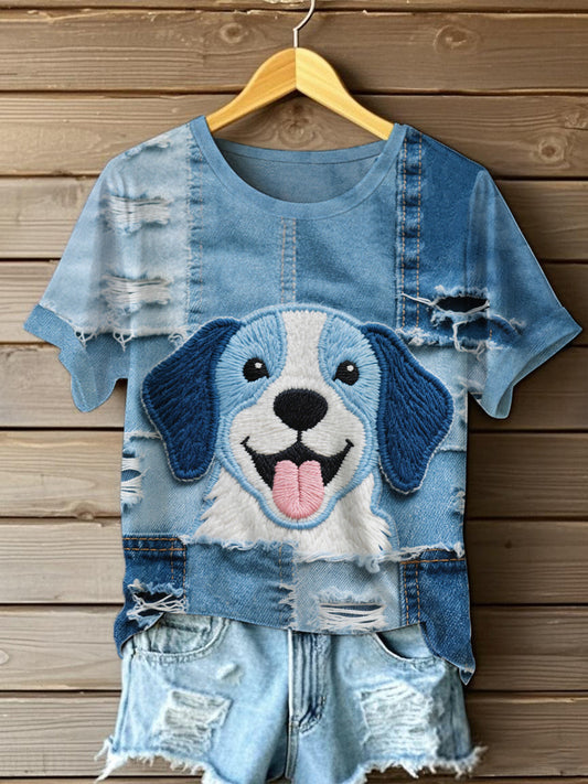 Camiseta Denim Puppy para mujer