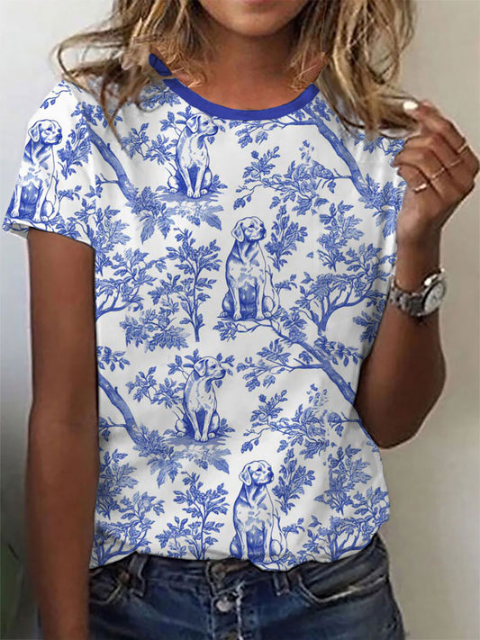 Labrador Retriever Impreso camiseta casual para mujer