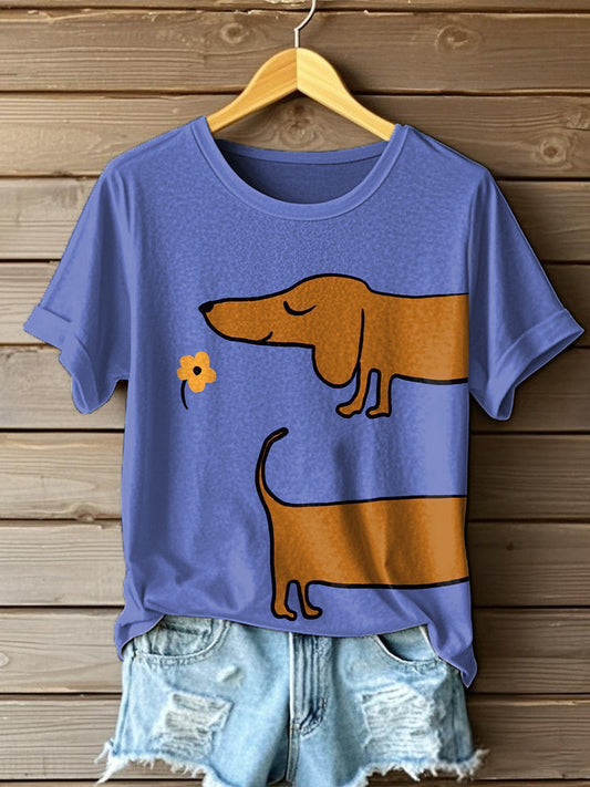 Camiseta con estampado de arte Dachshund para mujer