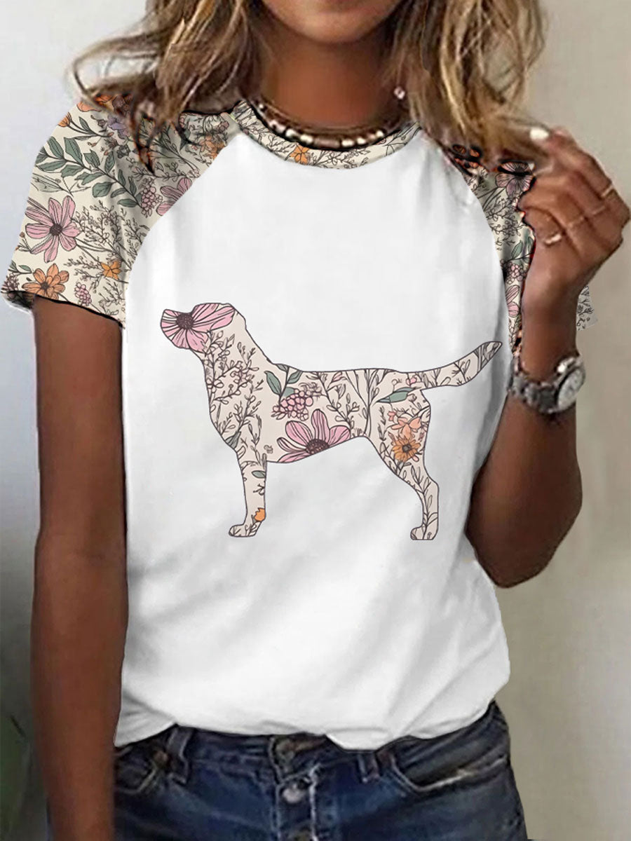 Labrador Retriever Impreso camiseta casual para mujer