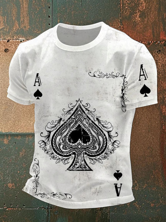 Camiseta casual de los hombres del patrón del póker del vintage