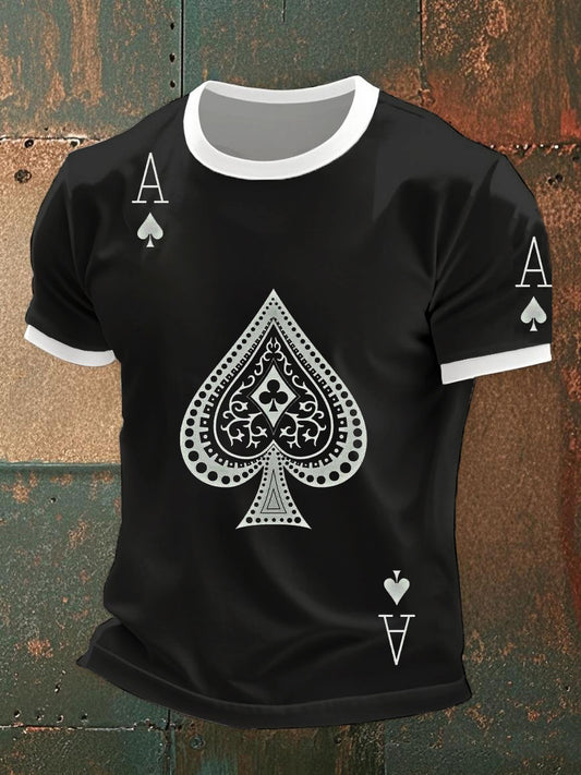 Camiseta casual de los hombres del patrón del póker del vintage