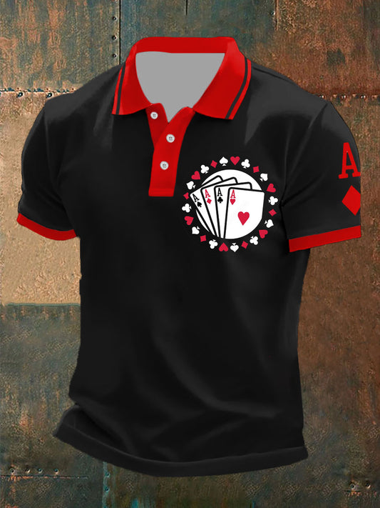 Polo ocasional del patrón del póker de la vendimia de los hombres