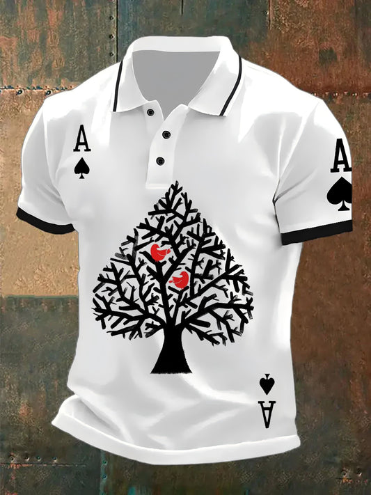 Polo ocasional del patrón del póker de la vendimia de los hombres