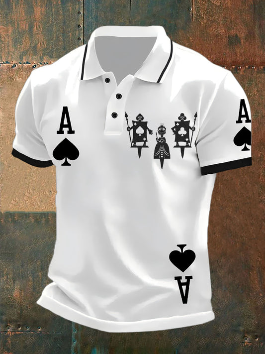 Polo ocasional del patrón del póker de la vendimia de los hombres Shirtt