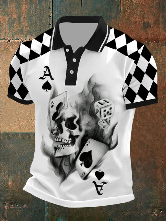 Polo ocasional del patrón del póker de la vendimia de los hombres