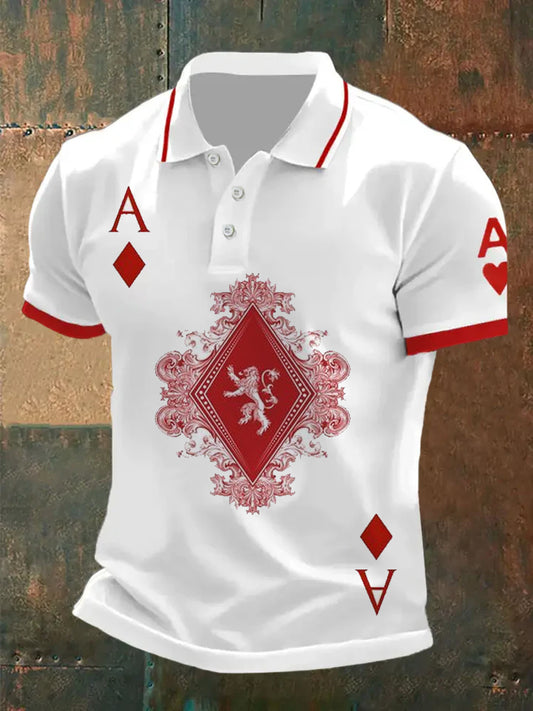 Polo ocasional del patrón del póker de la vendimia de los hombres