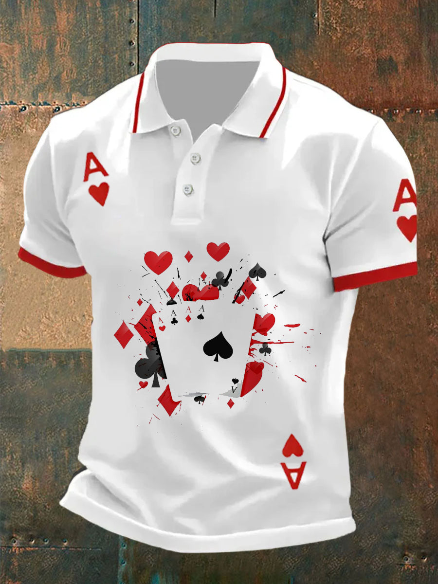 Polo ocasional del patrón del póker de la vendimia de los hombres