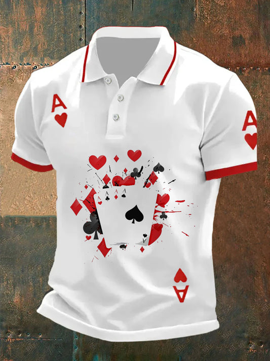 Polo ocasional del patrón del póker de la vendimia de los hombres