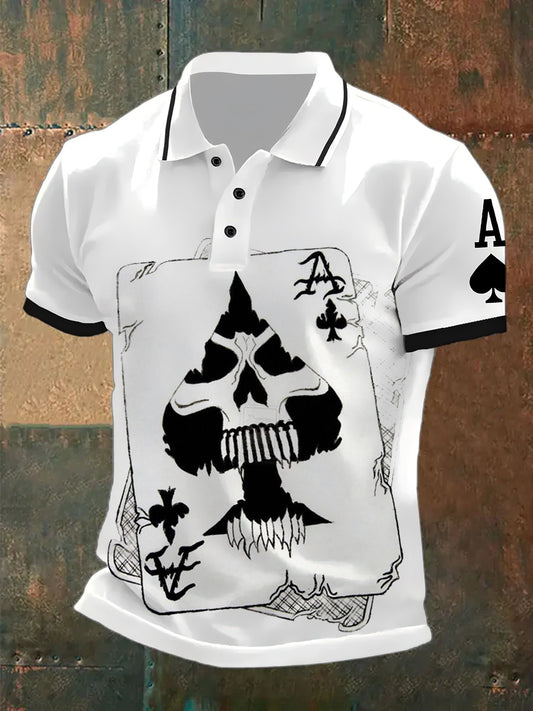 Polo ocasional del patrón del póker de la vendimia de los hombres