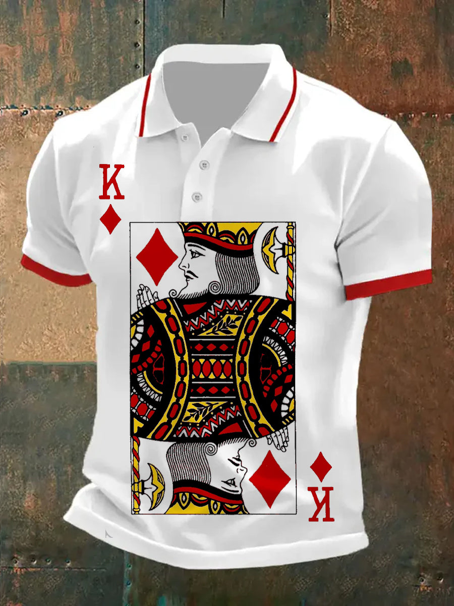 Polo ocasional del patrón del póker de la vendimia de los hombres
