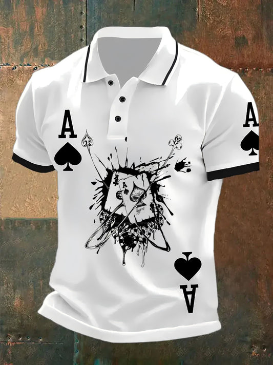 Polo ocasional del patrón del póker de la vendimia de los hombres
