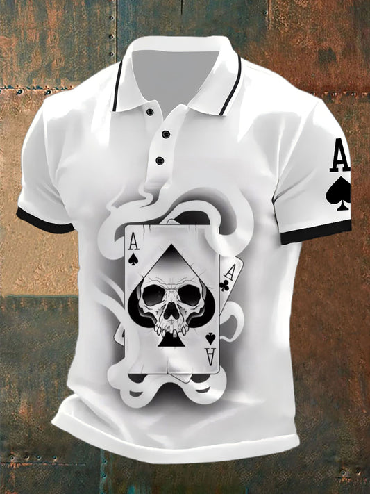 Polo ocasional del patrón del póker de la vendimia de los hombres