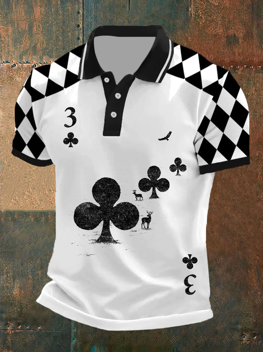 Polo ocasional del patrón del póker de la vendimia de los hombres