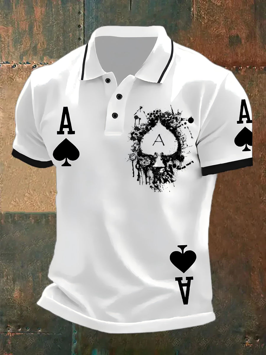 Polo ocasional del patrón del póker de la vendimia de los hombres