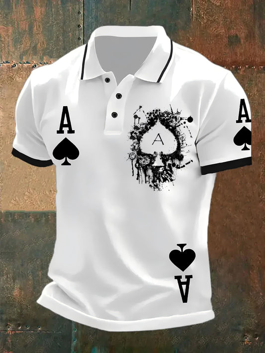 Polo ocasional del patrón del póker de la vendimia de los hombres