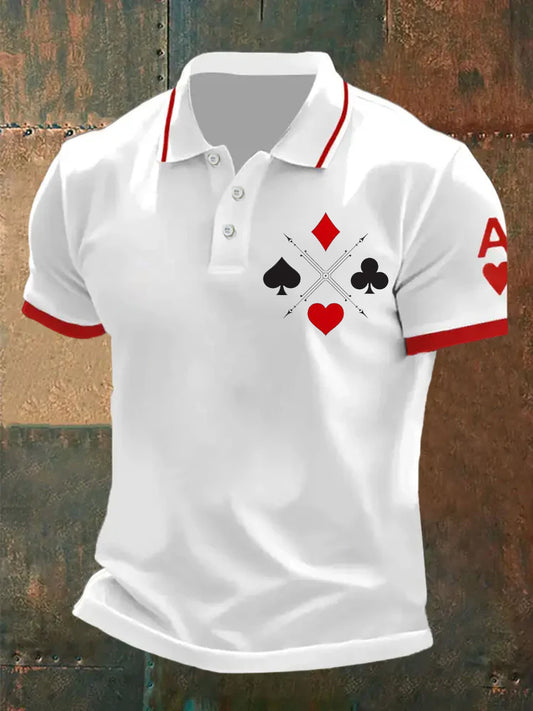 Polo ocasional del patrón del póker de la vendimia de los hombres