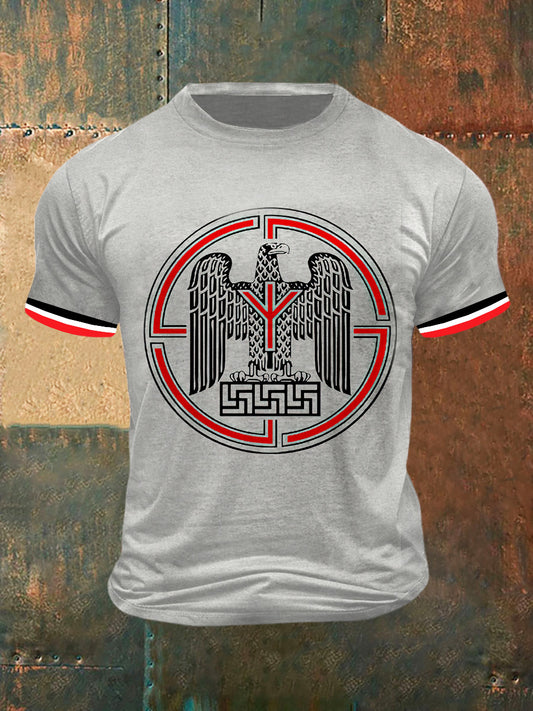 Camiseta de manga corta de moda vintage con estampado de águila de Alemania para hombre