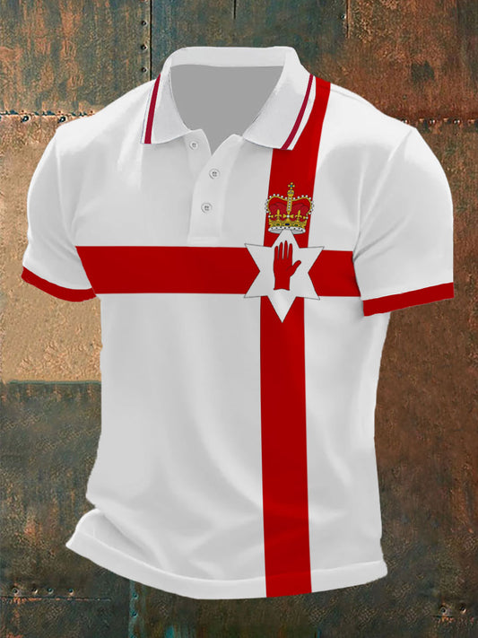 Camiseta con botones casuales de la bandera de Irlanda del Norte para hombre