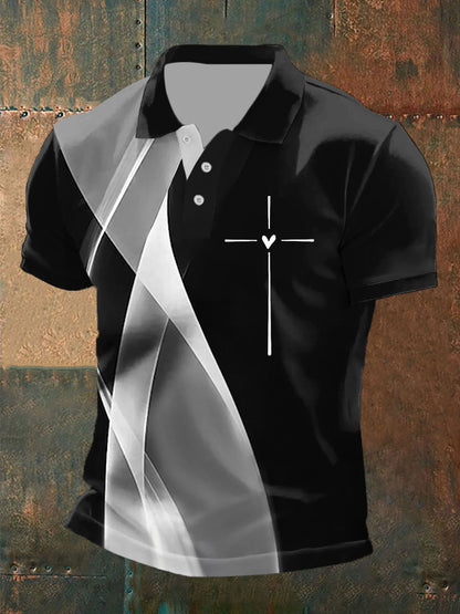 Camiseta casual impresa cruz de la fe de los hombres
