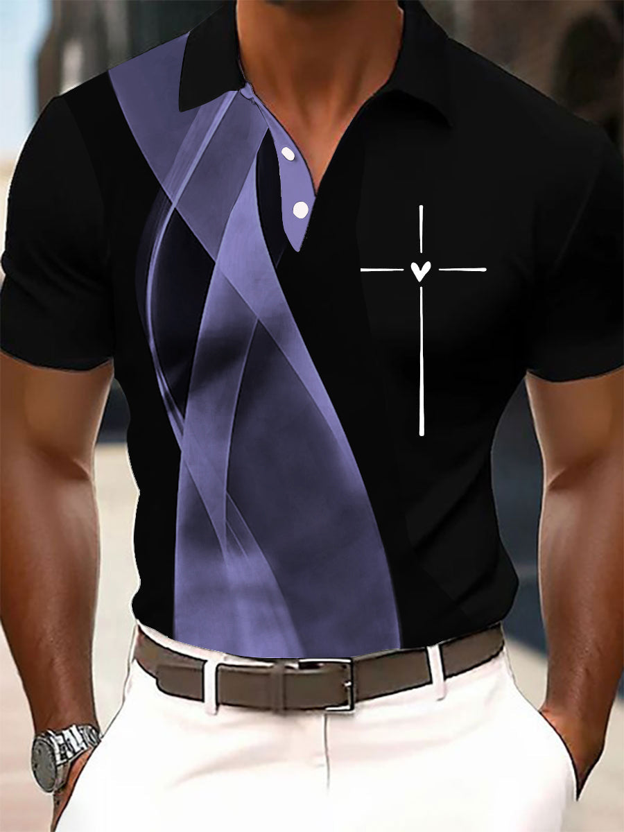 Camiseta casual impresa cruz de la fe de los hombres