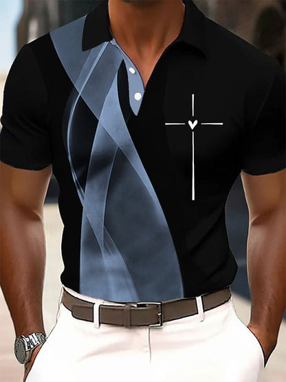Camiseta casual impresa cruz de la fe de los hombres
